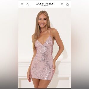 Lucy In the Sky Pink Sparkly Sequence Mini Dress
